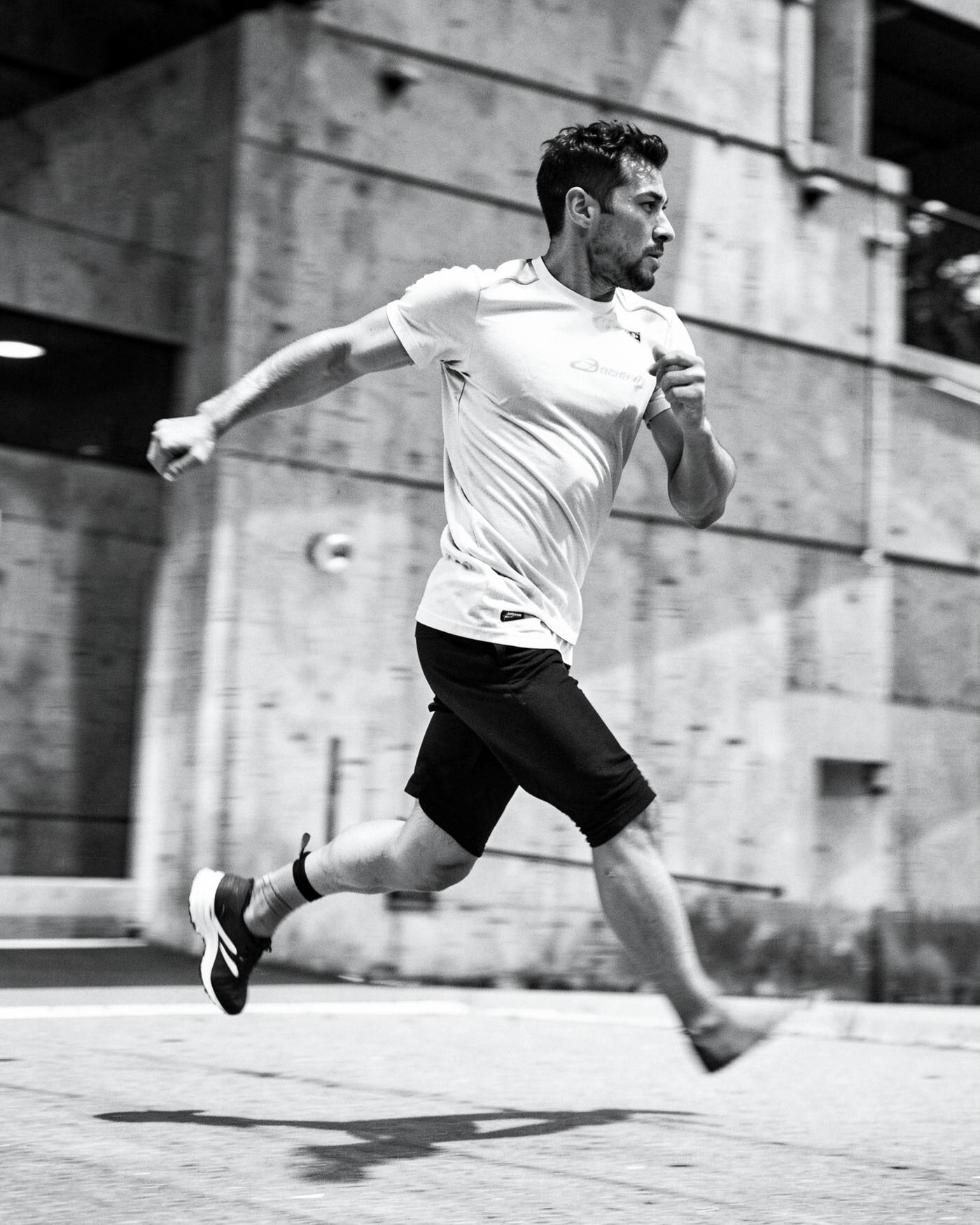 Athlete in technical performance apparel
